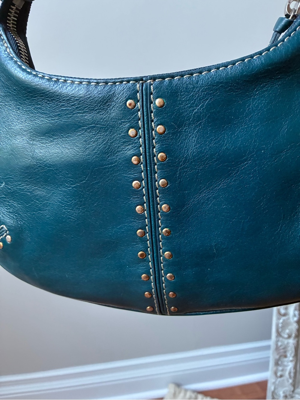 Michael Kors Astor Studded Leather Shoulder Bag, Teal, Vintage - Picture 4 of 11